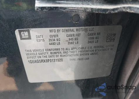 2015 Cadillac Ats Standard from USA, damaged, VIN 1G6AG5RX8F0131928